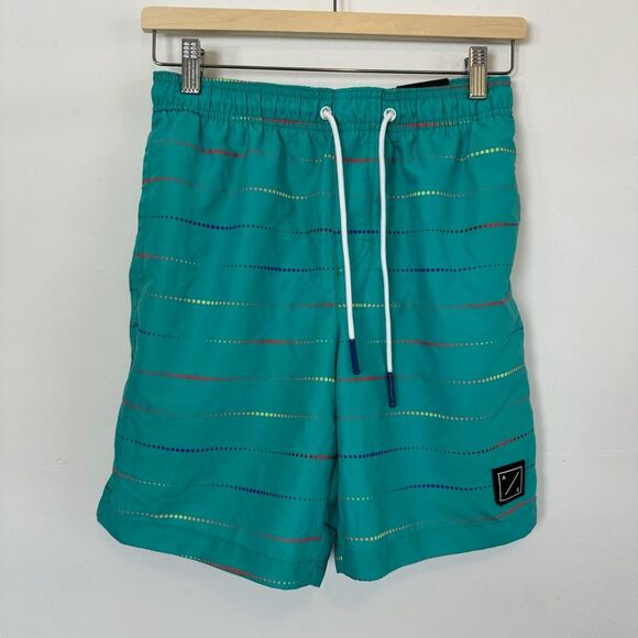 NWT American Eagle Teal Blue Swim Trunks Swimsuit Size XS Hits Above the Knee - Picture 2 of 9